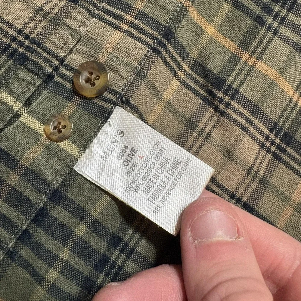 Woolrich Shirt Mens Large Green Plaid Button‎ Front Long Sleeve Outdoor Hiking